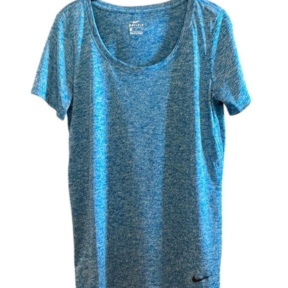 Nike Dri-Fit Space dye Blue Women's Athletic Tee Medium Training T shirt - Picture 1 of 5